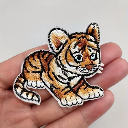 Cute tiger cub embroidered - tiger,